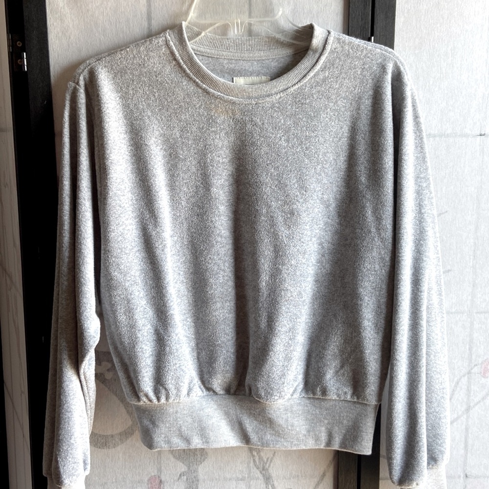 Heather Grey terry like fabric sweatshirt in size S